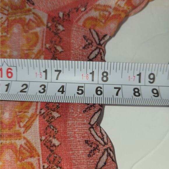 Knox Rose Womens XS Blouse Top Sheer Floral Boho Colorful Bell Sleeves Hippie - Picture 9 of 11